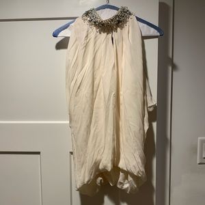 Robert Rodriguez cream top with beaded neckline